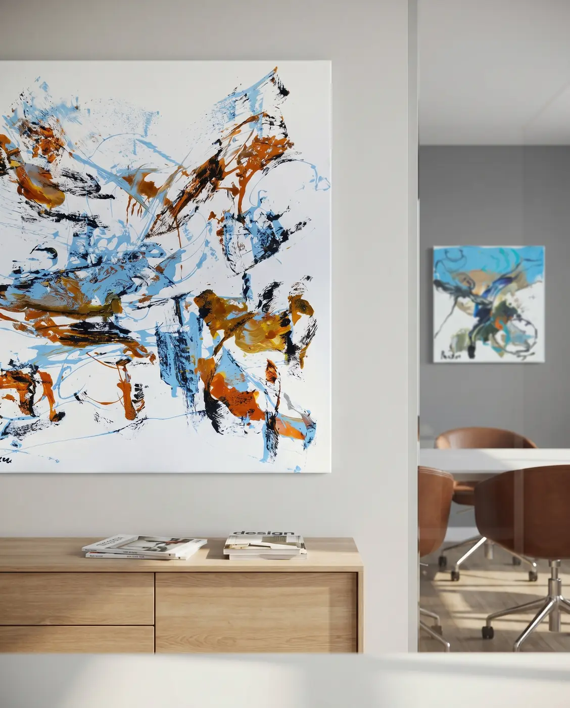 Originalwerk 120 × 120 cm im Raum