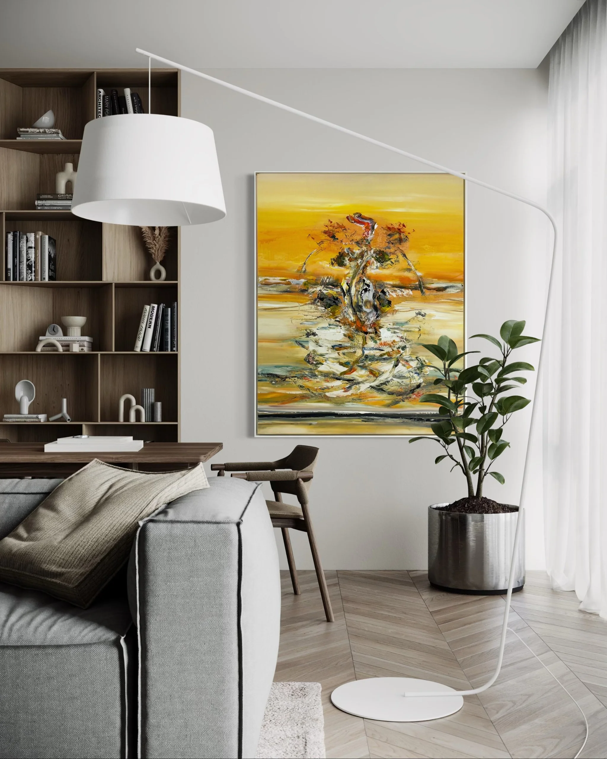Wohnzimmer mit Originalgemälde