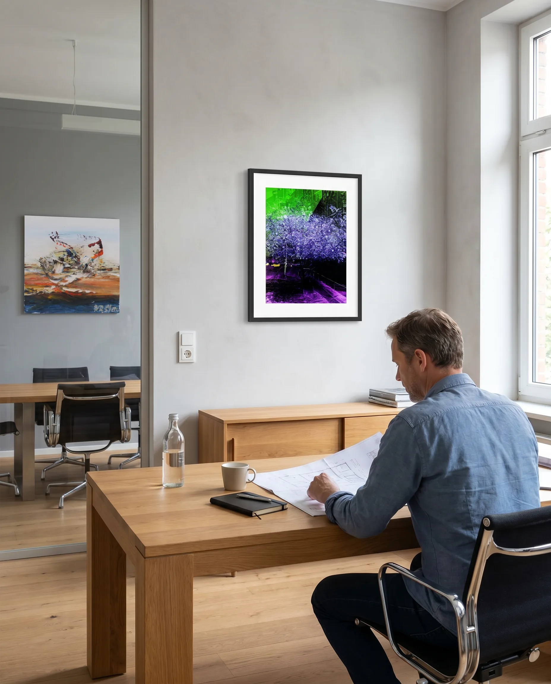 Abstrakte Kunst von Oliver Lipinski in einem Büroraum