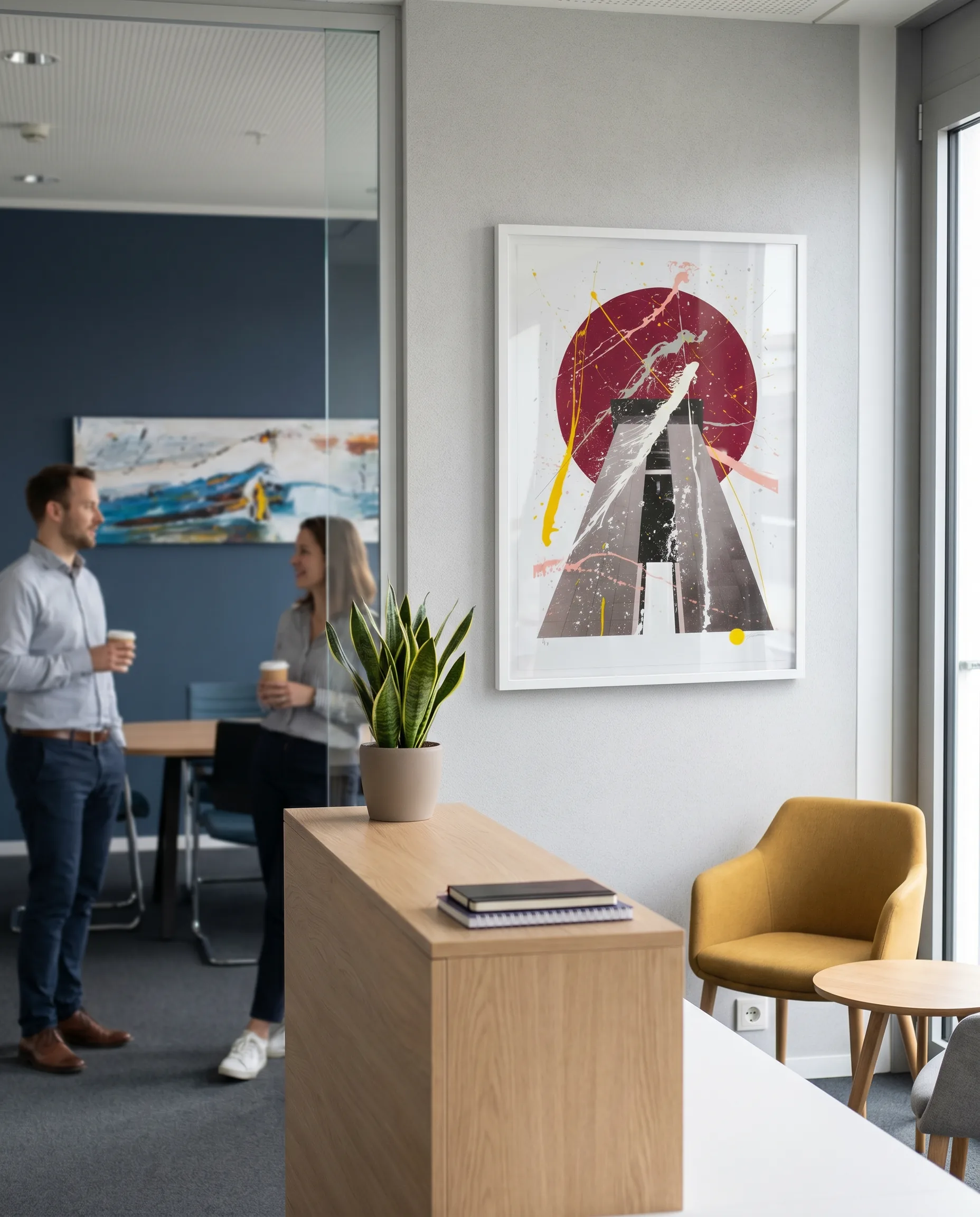 Wandbild von Oliver Lipinski im Empfangsbereich eines Berliner Unternehmens