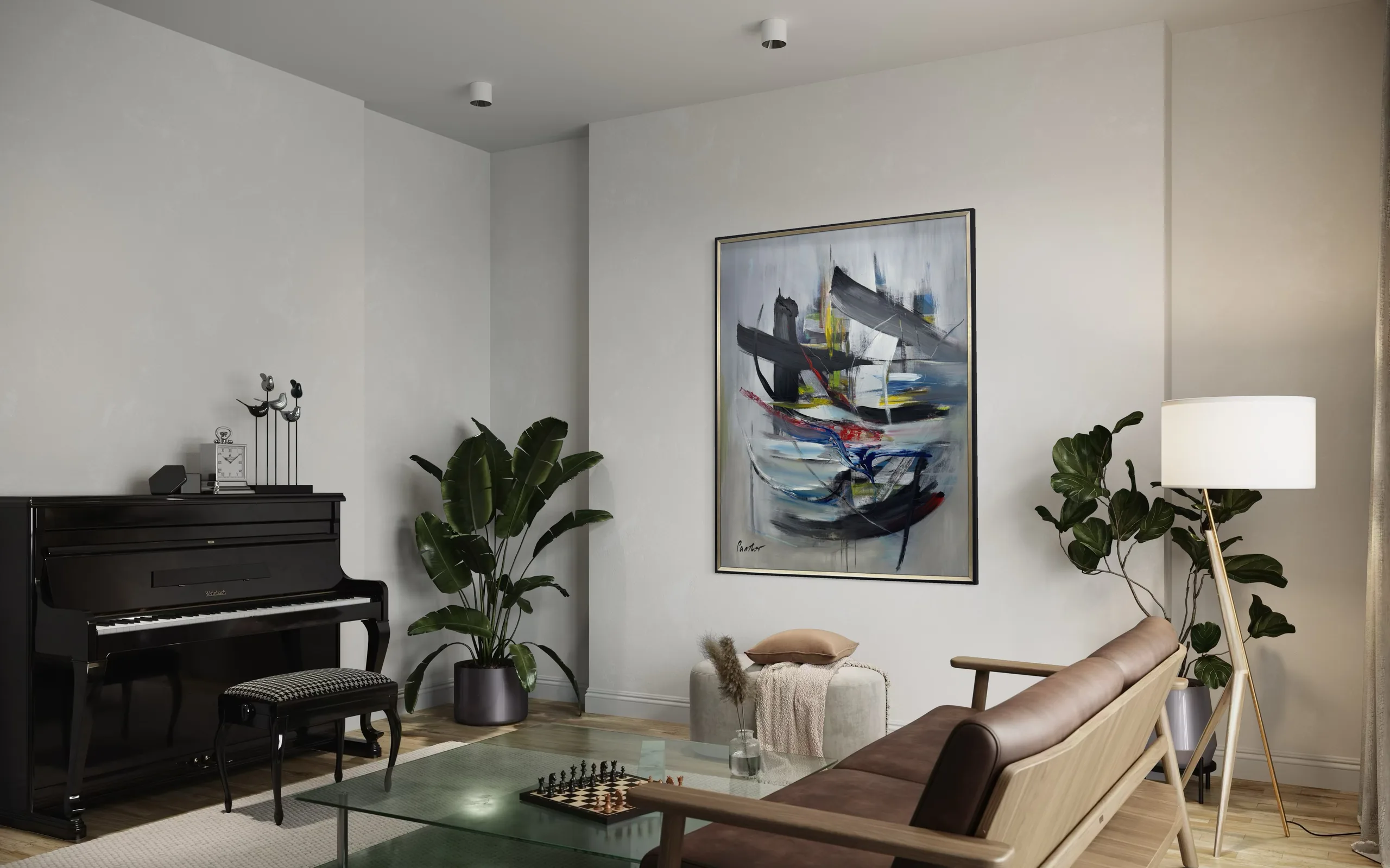 Wandbild von H. Pastor im Wohnzimmer – Kunst, die zum Lächeln bringt